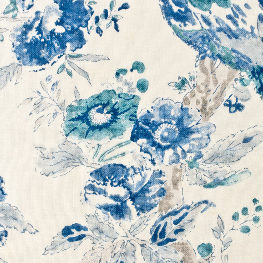 Garland 1 Bluebird by Stout Designer Fabric COMFORTABLE LIVING BREEZE/INDIGO 100%LIN CHINA FLAME RETARDANT-U.F.A.C. CLASS 1 CATB 117-2013 WYZENBEEK 15 000 DOUBLE RUB WEAR TEST (HEAVY DUTY) Horizontal: 27 and Vertical: 36 54 in - Swanky Fabrics -