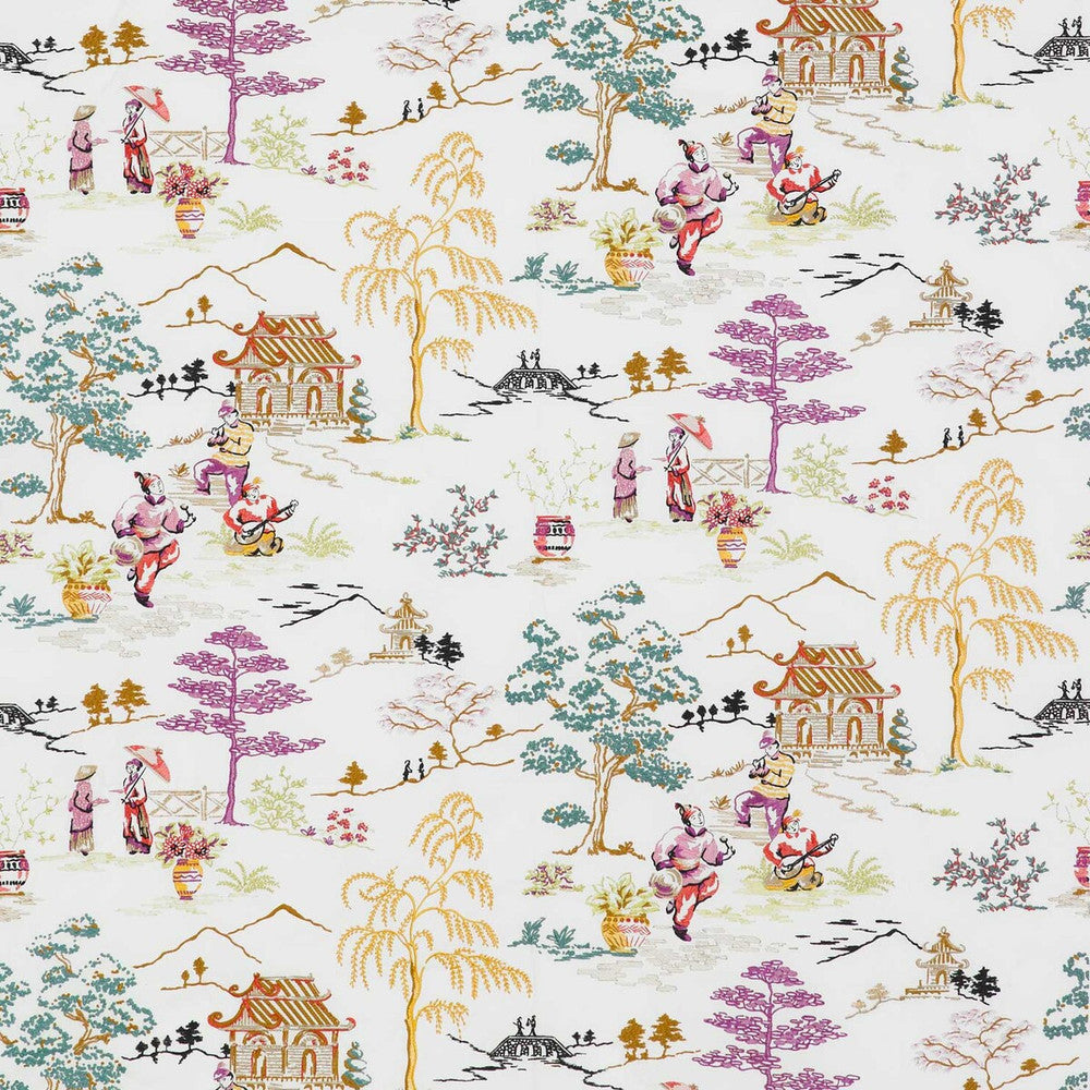 Claire Multi by Gaston Y Daniela Designer Fabric LORENZO CASTILLO II COTTON - 80%;VISCOSE - 20% India Horizontal: 51 and Vertical: 31.5 52 - Swanky Fabrics -