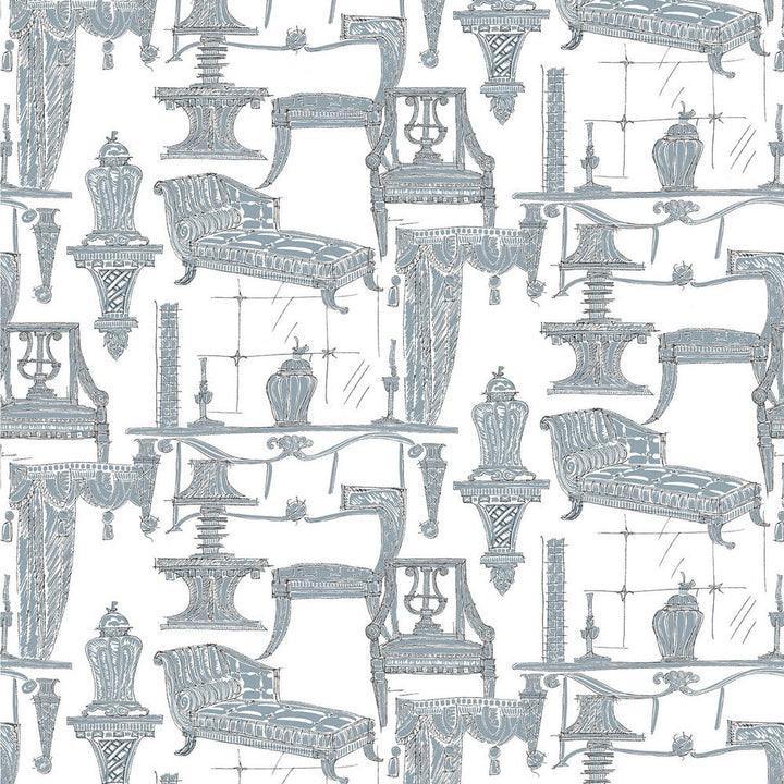 Blanca Blanco/Azul by Gaston Y Daniela Designer Fabric LORENZO CASTILLO II COTTON - 100% Spain MEDIUM Horizontal: 55 and Vertical: 32.67 55 - Swanky Fabrics -
