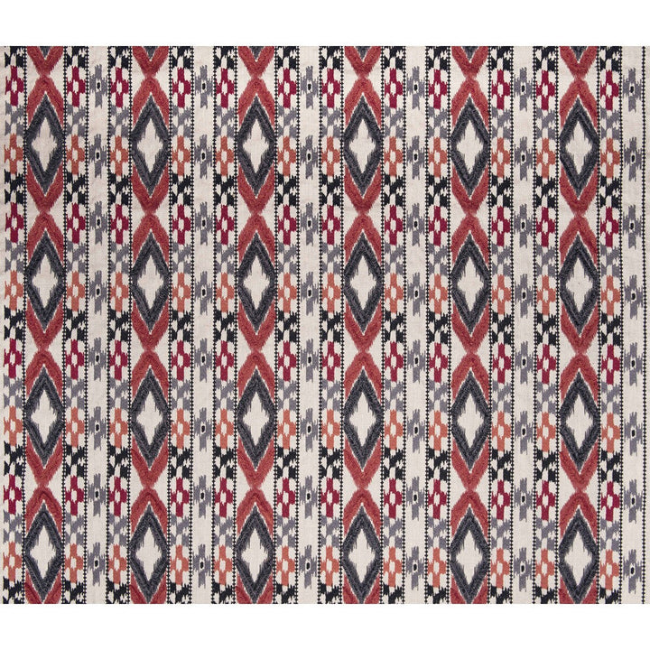 Queen Rojo/Gris by Gaston Y Daniela Designer Fabric GASTON AFRICALIA COTTON - 46%;VISCOSE - 38%;LINEN - 16% India Horizontal: 8.94 and Vertical: 12.2 53.5 - Swanky Fabrics -