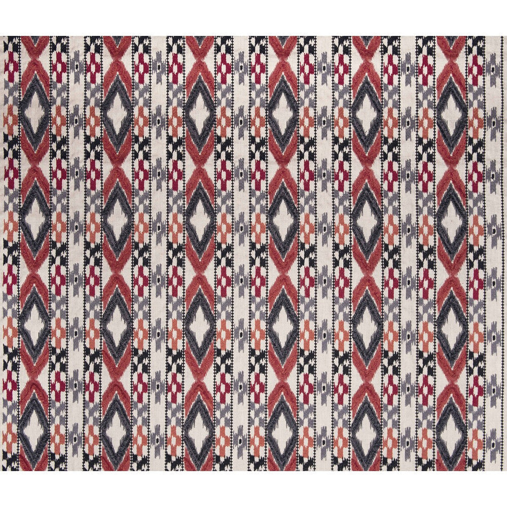 Queen Rojo/Gris by Gaston Y Daniela Designer Fabric GASTON AFRICALIA COTTON - 46%;VISCOSE - 38%;LINEN - 16% India Horizontal: 8.94 and Vertical: 12.2 53.5 - Swanky Fabrics -