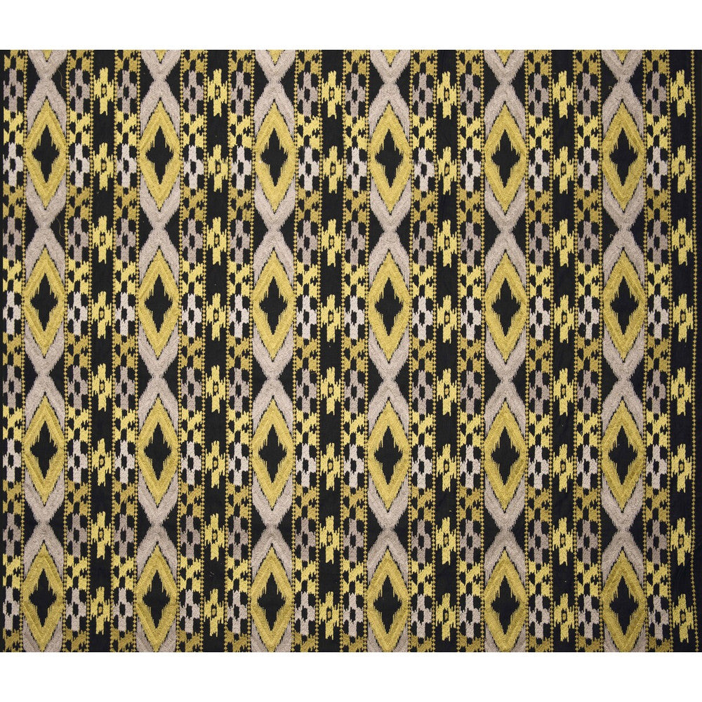 Queen Blk/Amarillo by Gaston Y Daniela Designer Fabric GASTON AFRICALIA COTTON - 46%;VISCOSE - 38%;LINEN - 16% India - Horizontal: 8.94 and Vertical: 12.2 53.5 - Swanky Fabrics -