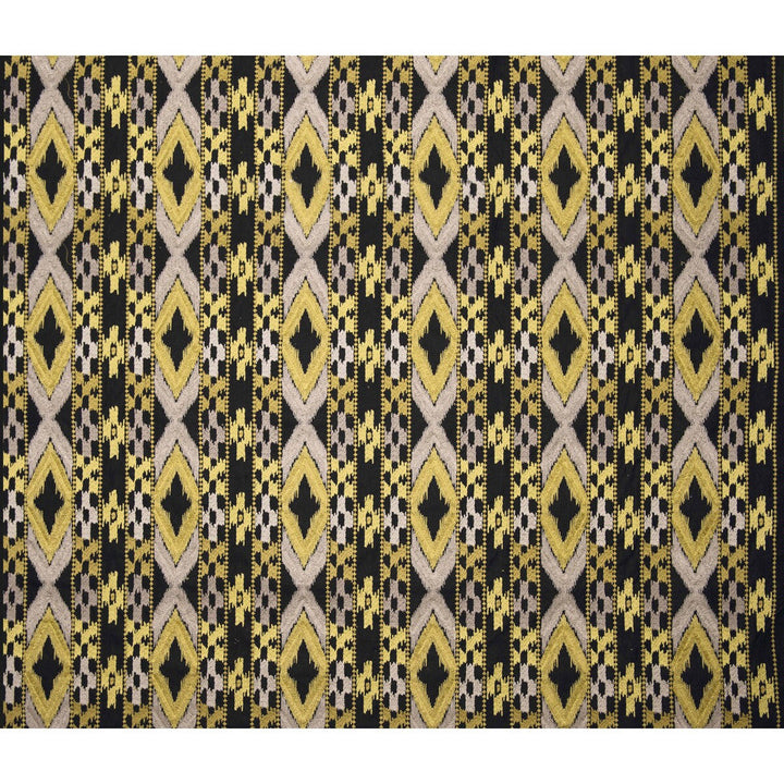Queen Blk/Amarillo by Gaston Y Daniela Designer Fabric GASTON AFRICALIA COTTON - 46%;VISCOSE - 38%;LINEN - 16% India - Horizontal: 8.94 and Vertical: 12.2 53.5 - Swanky Fabrics -