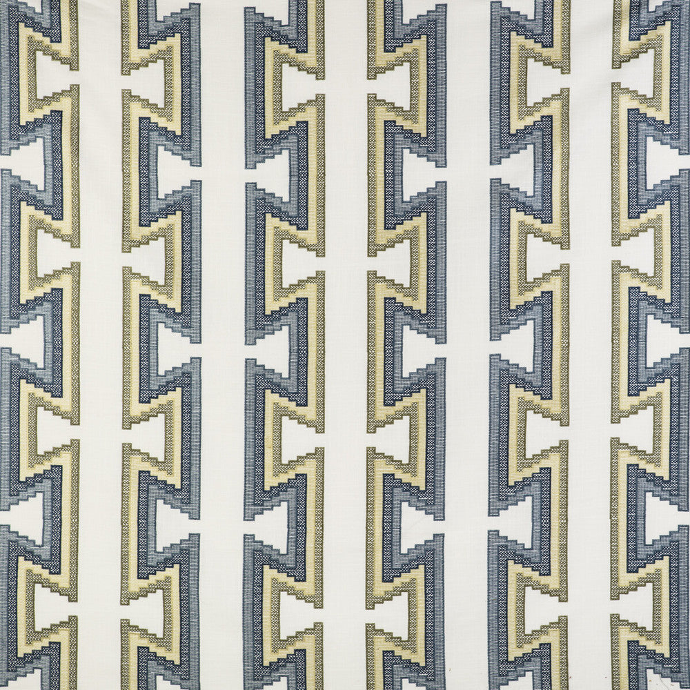 Trazo Azul/Lima by Gaston Y Daniela Designer Fabric GASTON LIBRERIA COTTON - 25%;LINEN - 25%;POLYESTER - 25%;VISCOSE - 25% India - Horizontal: 13.19 and Vertical: 18.39 53.15 - Swanky Fabrics -