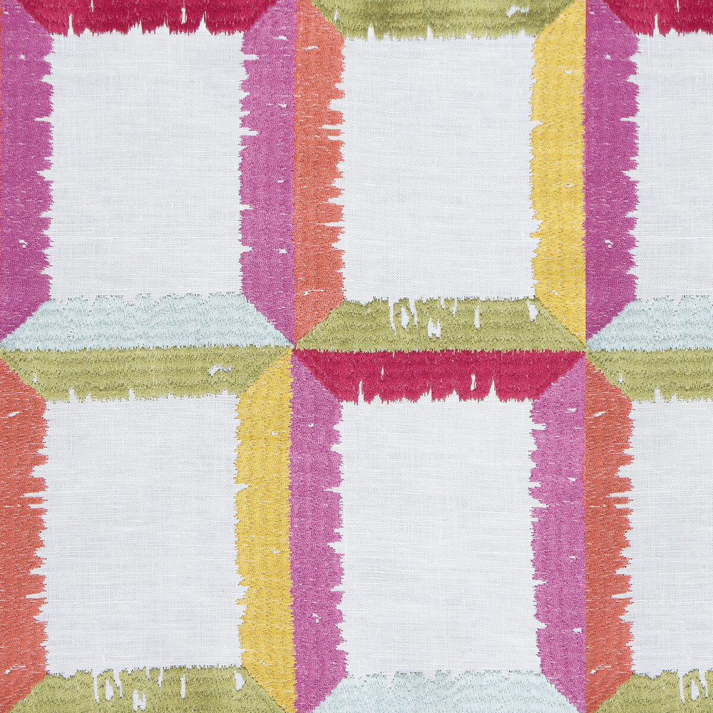 Yucatan Rosa/Verde by Gaston Y Daniela Designer Fabric GASTON NUEVO MUNDO LINEN - 62%;VISCOSE - 29%;POLYESTER - 9% India Horizontal: 25 and Vertical: 12.5 50.5 - Swanky Fabrics -