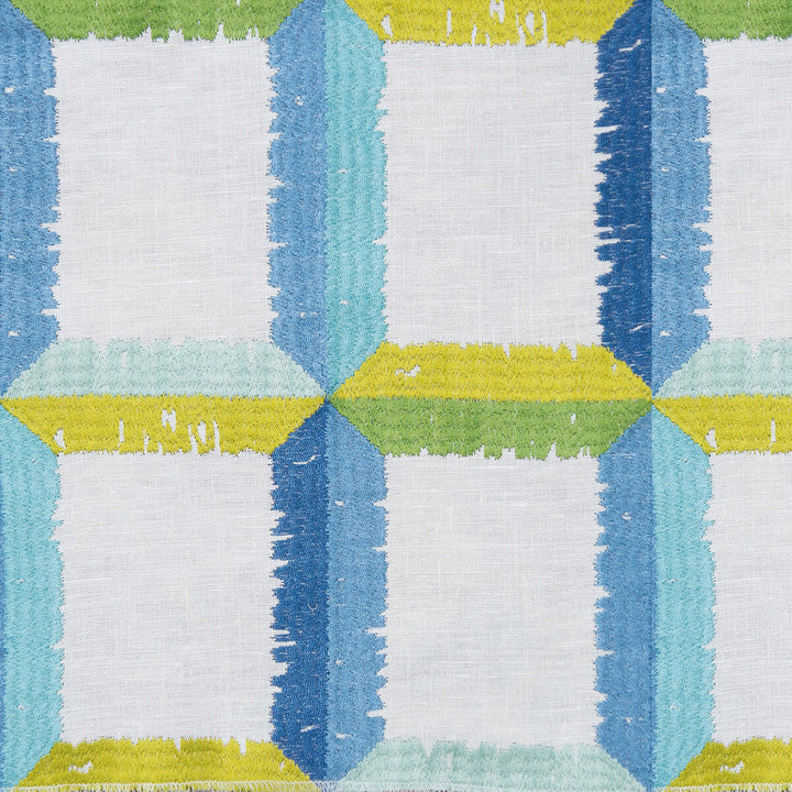 Yucatan Agua/Lima by Gaston Y Daniela Designer Fabric GASTON NUEVO MUNDO LINEN - 62%;VISCOSE - 29%;POLYESTER - 9% India Horizontal: 25 and Vertical: 12.5 50.5 - Swanky Fabrics -