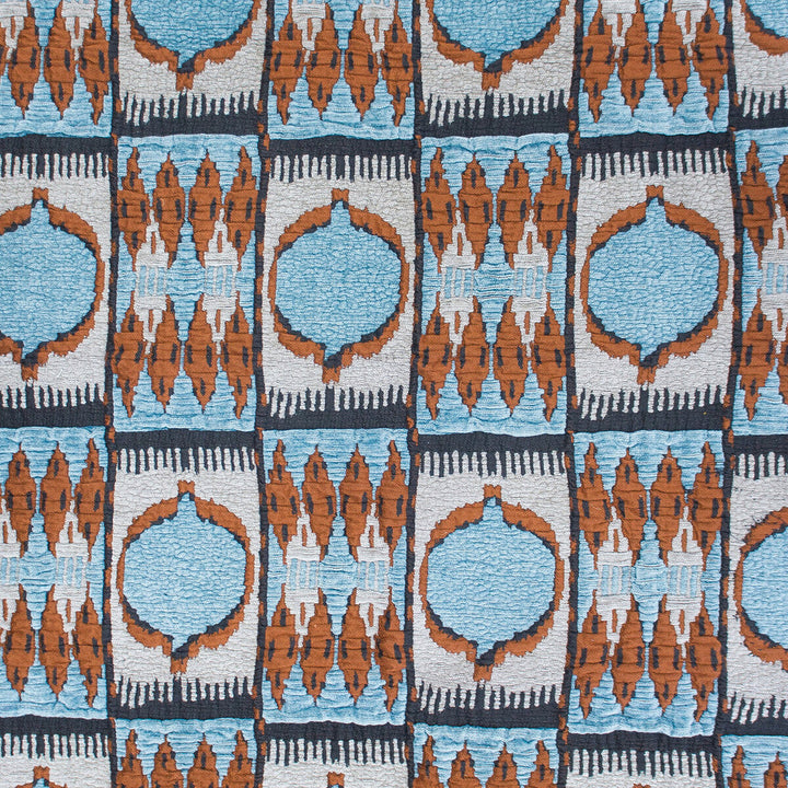 Cuzco Azul/Teja by Gaston Y Daniela Designer Fabric GASTON NUEVO MUNDO VISCOSE - 72%;COTTON - 16%;POLYESTER - 12% Turkey MEDIUM Horizontal: 12.5 and Vertical: 23 49 - Swanky Fabrics -
