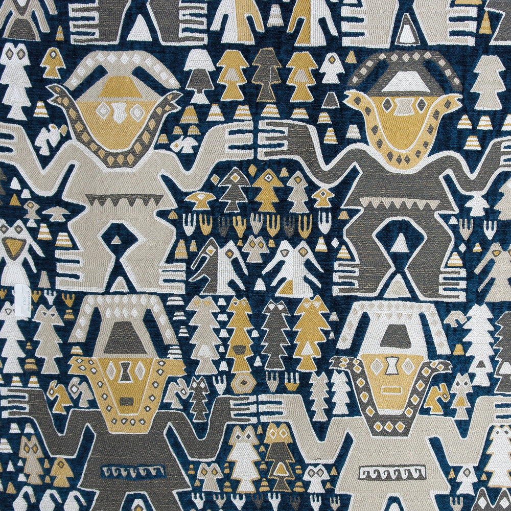 Colosos Azul by Gaston Y Daniela Designer Fabric GASTON NUEVO MUNDO VISCOSE - 79%;POLYESTER - 14%;COTTON - 7% Turkey MEDIUM Horizontal: 26 and Vertical: 26 52.75 - Swanky Fabrics -