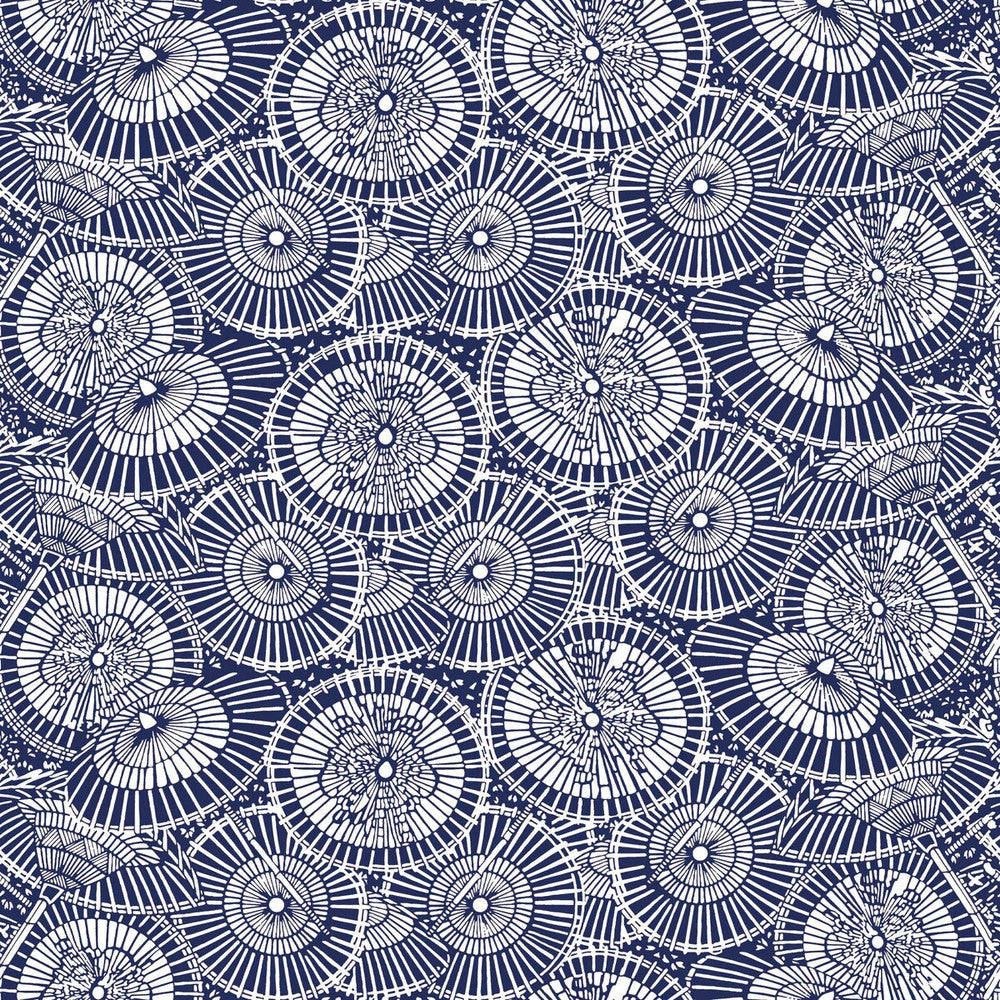Sombrillas Navy by Gaston Y Daniela Designer Wallcovering GASTON LIBRERIA PAPER - 100% Spain Horizontal: 0 and Vertical: 6.8 20.8 - Swanky Fabrics -