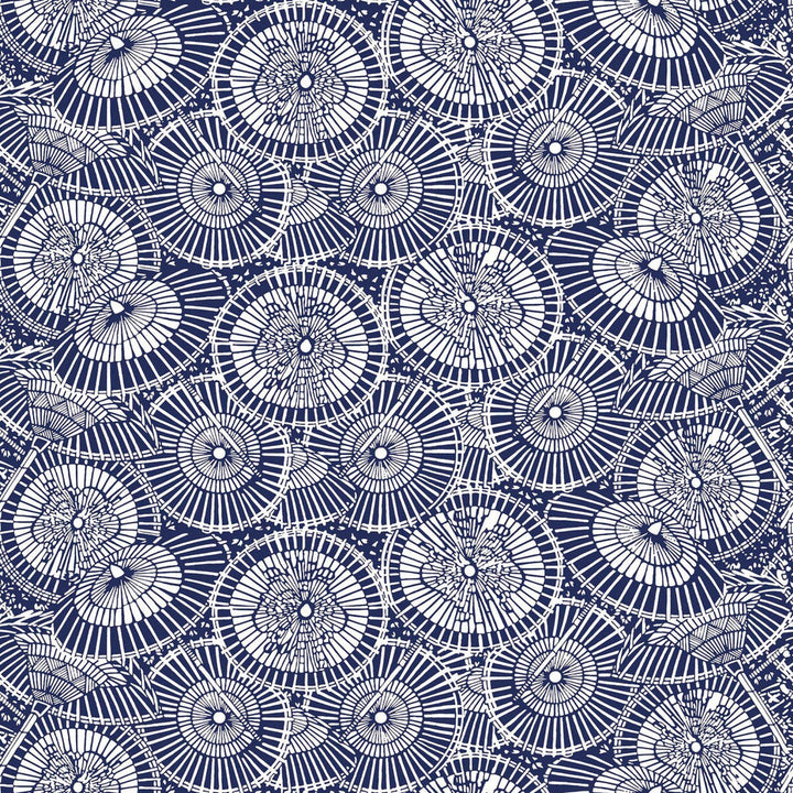 Sombrillas Navy by Gaston Y Daniela Designer Wallcovering GASTON LIBRERIA PAPER - 100% Spain Horizontal: 0 and Vertical: 6.8 20.8 - Swanky Fabrics -