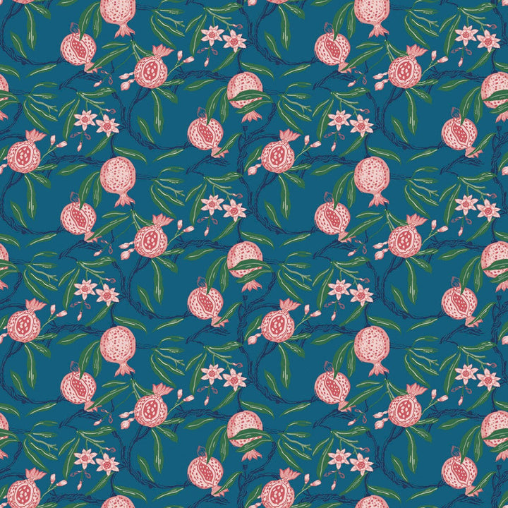 Granadas Azul/Noche by Gaston Y Daniela Designer Wallcovering GASTON LIBRERIA PAPER - 100% Spain - Horizontal: 0 and Vertical: 6.8 20.8 - Swanky Fabrics -