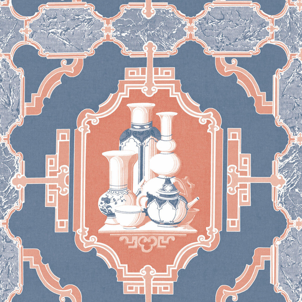 Porcelanas Azul/Rojo by Gaston Y Daniela Designer Wallcovering GASTON LIBRERIA PAPER - 100% Spain - Horizontal: 0 and Vertical: 10.4 20.8 - Swanky Fabrics -