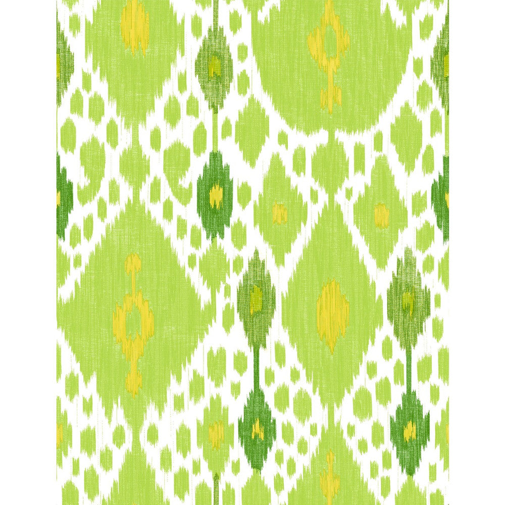 Ikat Verde by Gaston Y Daniela Designer Wallcovering GASTON LIBRERIA VINYL - 100% Italy - Horizontal: 0 and Vertical: 35.4 27.5 - Swanky Fabrics -