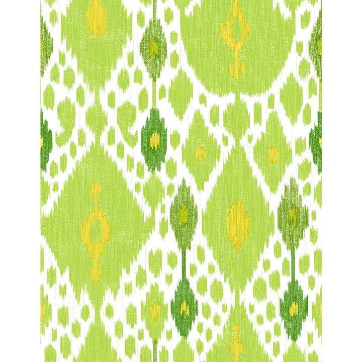Ikat Verde by Gaston Y Daniela Designer Wallcovering GASTON LIBRERIA VINYL - 100% Italy - Horizontal: 0 and Vertical: 35.4 27.5 - Swanky Fabrics -