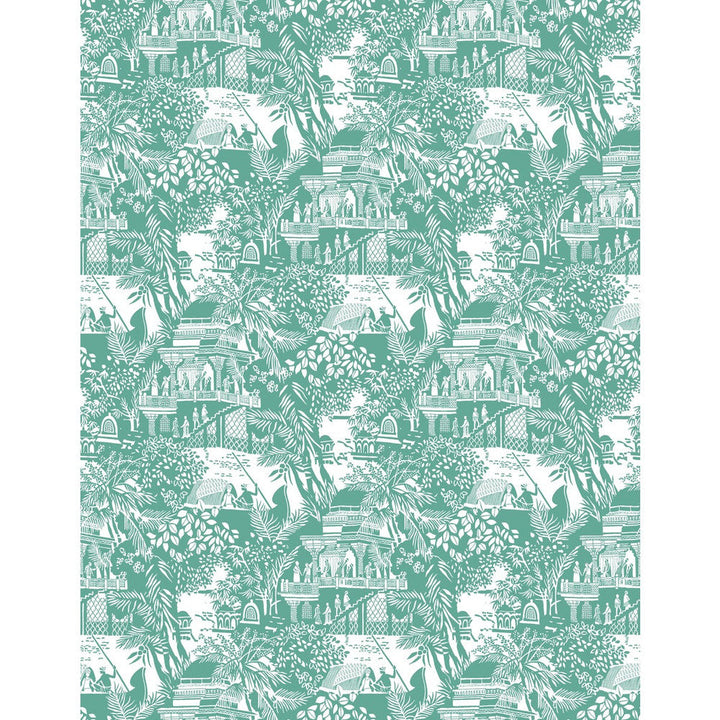 Olimpo Esmeralda by Gaston Y Daniela Designer Wallcovering GASTON LIBRERIA VINYL - 100% Italy Horizontal: 0 and Vertical: 17.7 27.5 - Swanky Fabrics -
