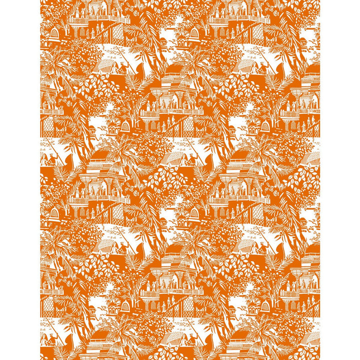Olimpo Naranja by Gaston Y Daniela Designer Wallcovering GASTON LIBRERIA VINYL - 100% Italy Horizontal: 0 and Vertical: 17.7 27.5 - Swanky Fabrics -