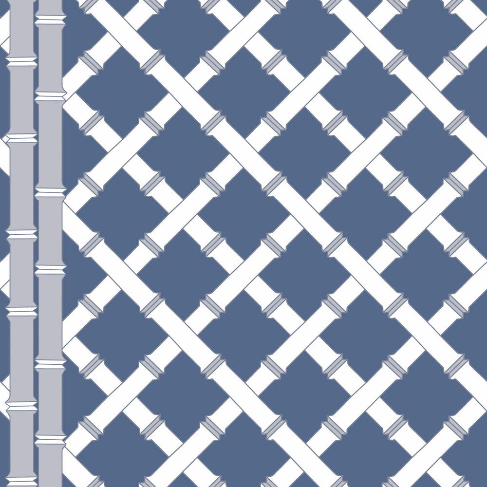 Trellis Azul/Blanco by Gaston Y Daniela Designer Wallcovering GASTON LIBRERIA PAPER - 100% Spain - Horizontal: 0 and Vertical: 10.4 20.8 - Swanky Fabrics -