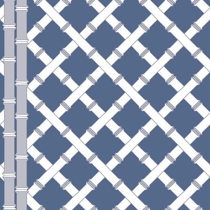 Trellis Azul/Blanco by Gaston Y Daniela Designer Wallcovering GASTON LIBRERIA PAPER - 100% Spain - Horizontal: 0 and Vertical: 10.4 20.8 - Swanky Fabrics -