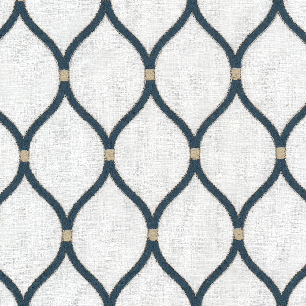 Gemstone 2 Regency by Stout Designer Fabric RAINBOW LIBRARY CADET/INDIGO 70%COT 25%POL 5%LIN %BEMB INDIA Horizontal: 3.250 and Vertical: 6.250 52 in - Swanky Fabrics -