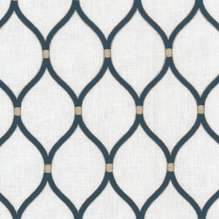 Gemstone 2 Regency by Stout Designer Fabric RAINBOW LIBRARY CADET/INDIGO 70%COT 25%POL 5%LIN %BEMB INDIA Horizontal: 3.250 and Vertical: 6.250 52 in - Swanky Fabrics -
