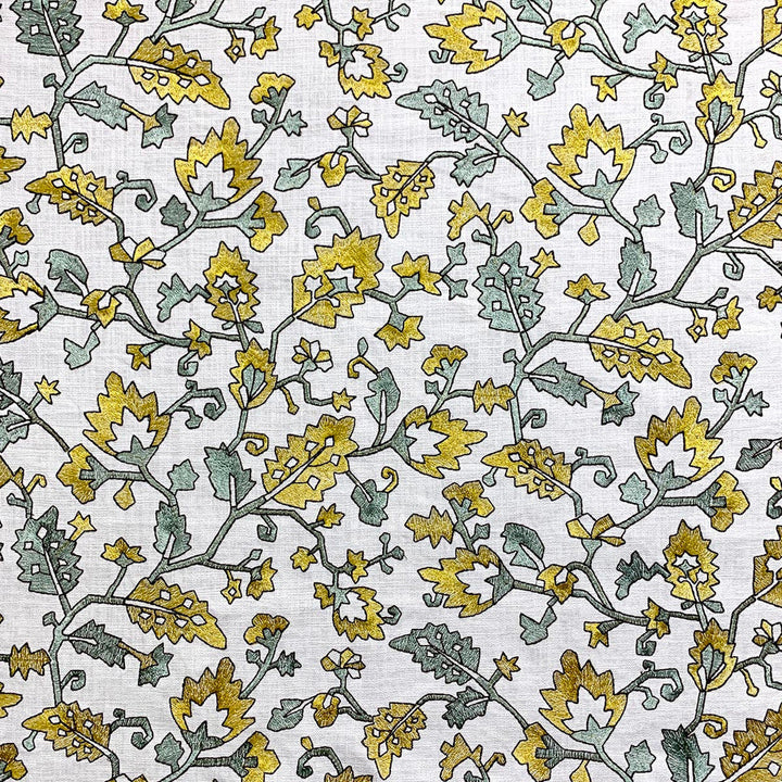 Gertrude Goldenmint by Magnolia Designer Fabric - 100% Cot, Emb- 78% Vis, 22% Poly India 42000 Horizontal: 25.75 and Vertical: 15.25 52 - Swanky Fabrics -