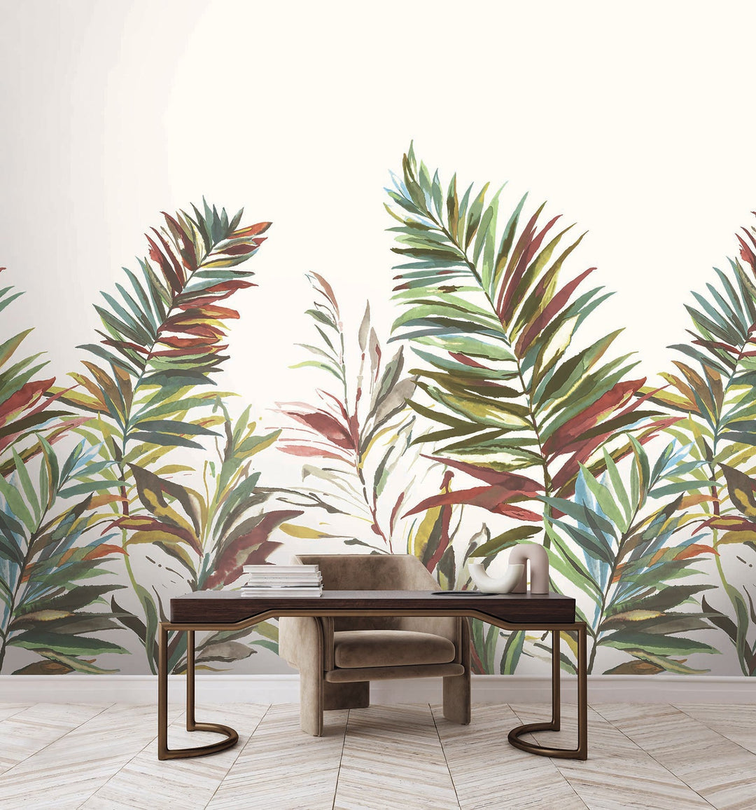 Swaying Palms Rouge & Mink Mural by York Wallcoverings Designer