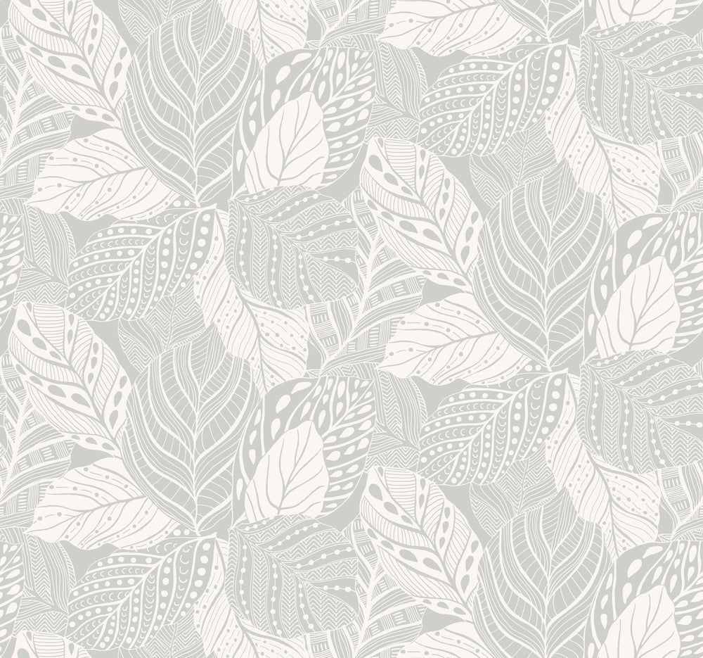 Vinca Grey Wallpaper by York Wallcoverings Designer Greenhouse Covers about 60.8 square feet 27-in by 27-ft long roll Unpasted 25.25 - Swanky Fabrics -