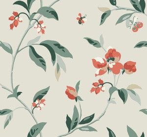 York Wallcoverings Wallpaper Springtime Beige & Orange