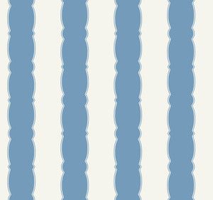 York Wallcoverings Wallpaper Scalloped Stripe Blue