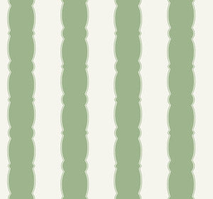York Wallcoverings Wallpaper Scalloped Stripe Green