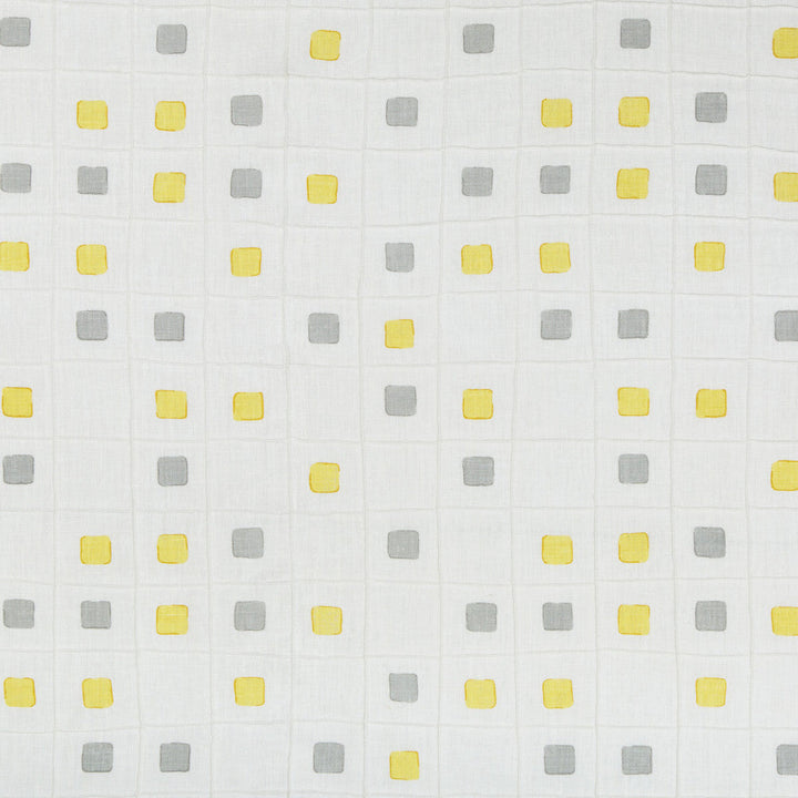 Gridwork Citrine by Kravet Basics Designer Fabric JEFFREY ALAN MARKS OCEANVIEW LINEN - 99%;COTTON - 1% India - Horizontal: 12.75 and Vertical: 12.75 50.5 - Swanky Fabrics -