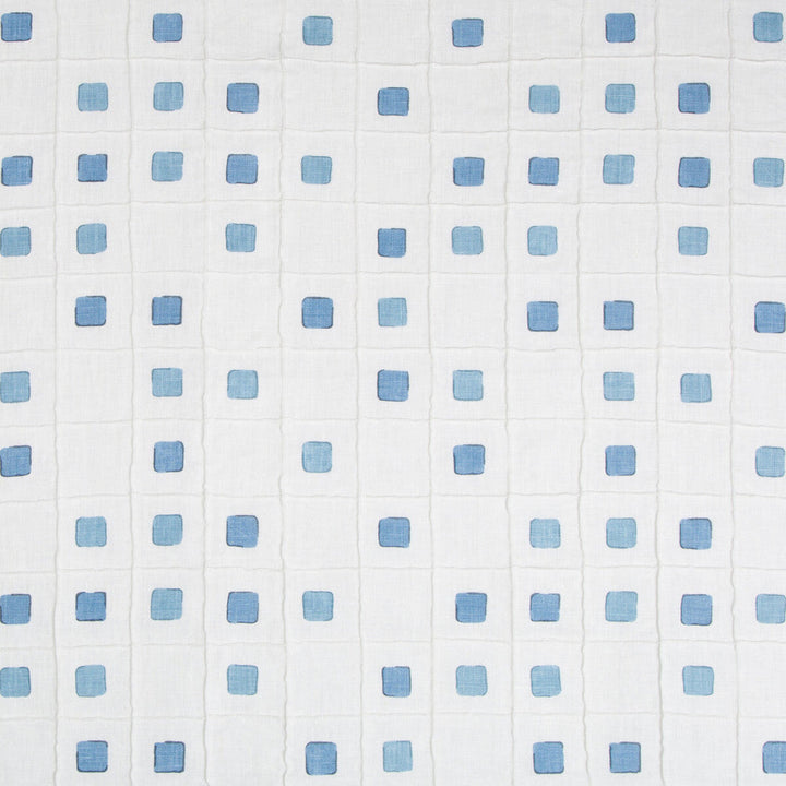 Gridwork Ocean by Kravet Basics Designer Fabric JEFFREY ALAN MARKS OCEANVIEW LINEN - 99%;COTTON - 1% India - Horizontal: 12.75 and Vertical: 12.75 50.5 - Swanky Fabrics -