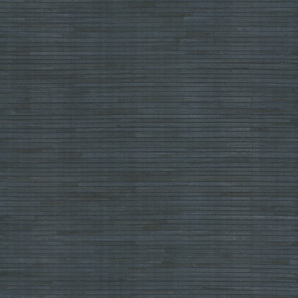Hyacinth Leaf Navy Wallpaper by Ronald Redding Designer Grasscloth & Natural Resource Covers about 72 square feet 36-in by 24-ft long roll Unpasted 0 - Swanky Fabrics -