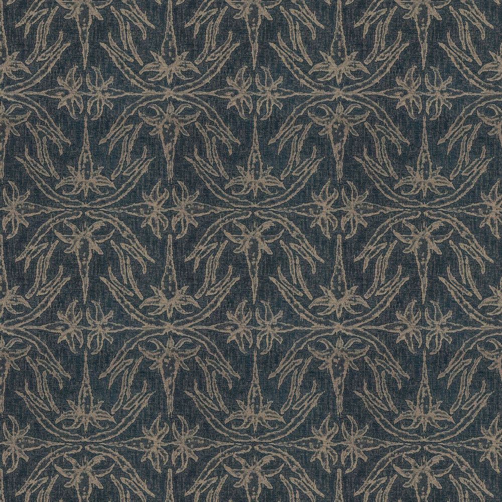 Lily Branch Midnight by Groundworks Designer Fabric ALLEGRA HICKS II COLLECTION VISCOSE - 53%;POLYESTER - 25%;COTTON - 22% Italy MEDIUM Horizontal: 13.75 and Vertical: 19.75 55 - Swanky Fabrics -