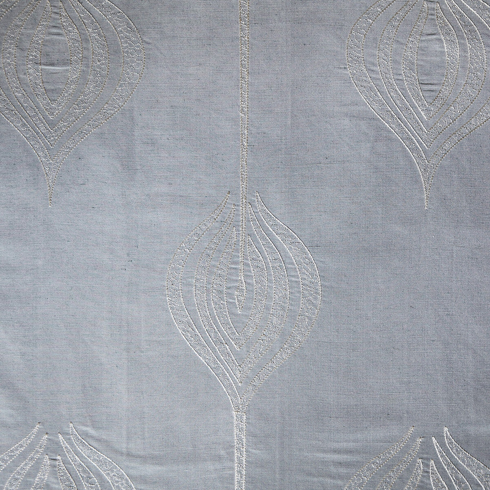 Tulip Embroidery Aqua by Groundworks Designer Fabric ALLEGRA HICKS II COLLECTION SILK - 61%;LINEN - 39% India - Horizontal: 12.75 and Vertical: 15 54 - Swanky Fabrics -