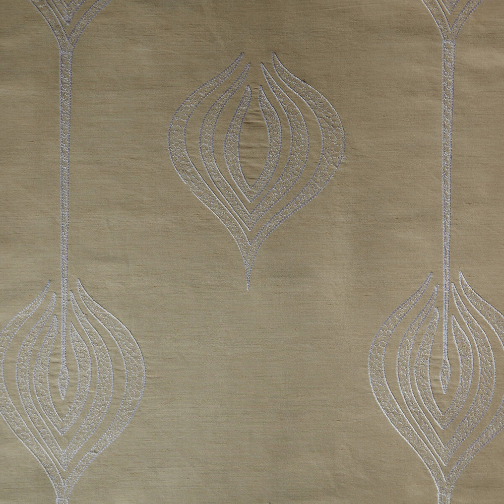 Tulip Embroidery Cream by Groundworks Designer Fabric ALLEGRA HICKS II COLLECTION SILK - 61%;LINEN - 39% India - Horizontal: 12.75 and Vertical: 15 54 - Swanky Fabrics -