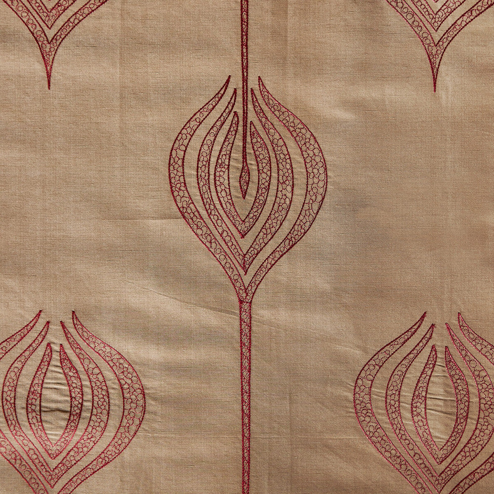 Tulip Embroidery Rust by Groundworks Designer Fabric ALLEGRA HICKS II COLLECTION SILK - 61%;LINEN - 39% India - Horizontal: 12.75 and Vertical: 15 54 - Swanky Fabrics -