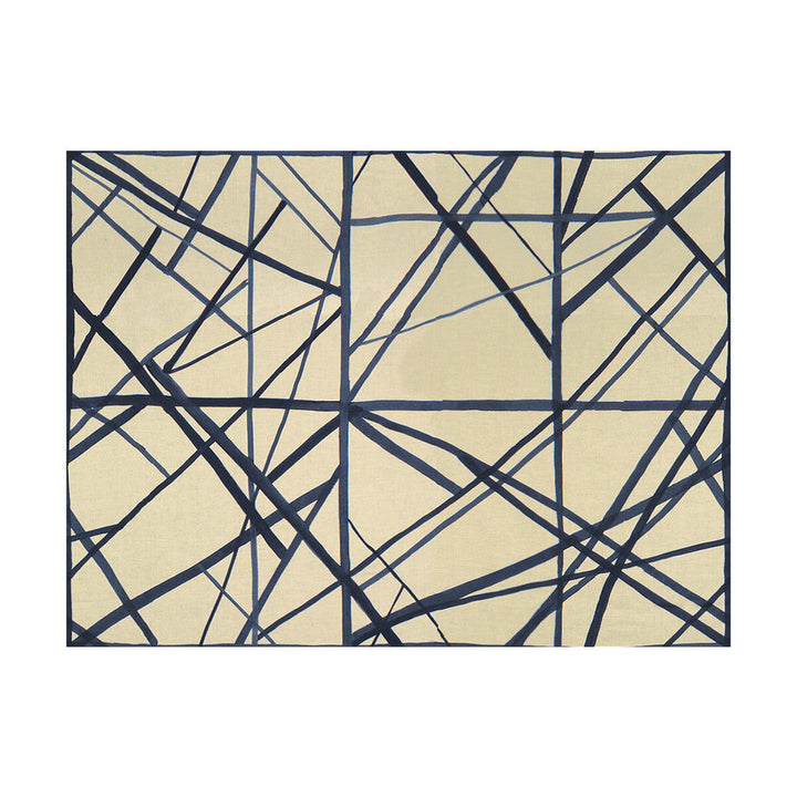 Channels Periwinkle/Oat by Groundworks Designer Fabric KELLY WEARSTLER II LINEN - 100% Italy MEDIUM Horizontal: 55 and Vertical: 41.5 55 - Swanky Fabrics -