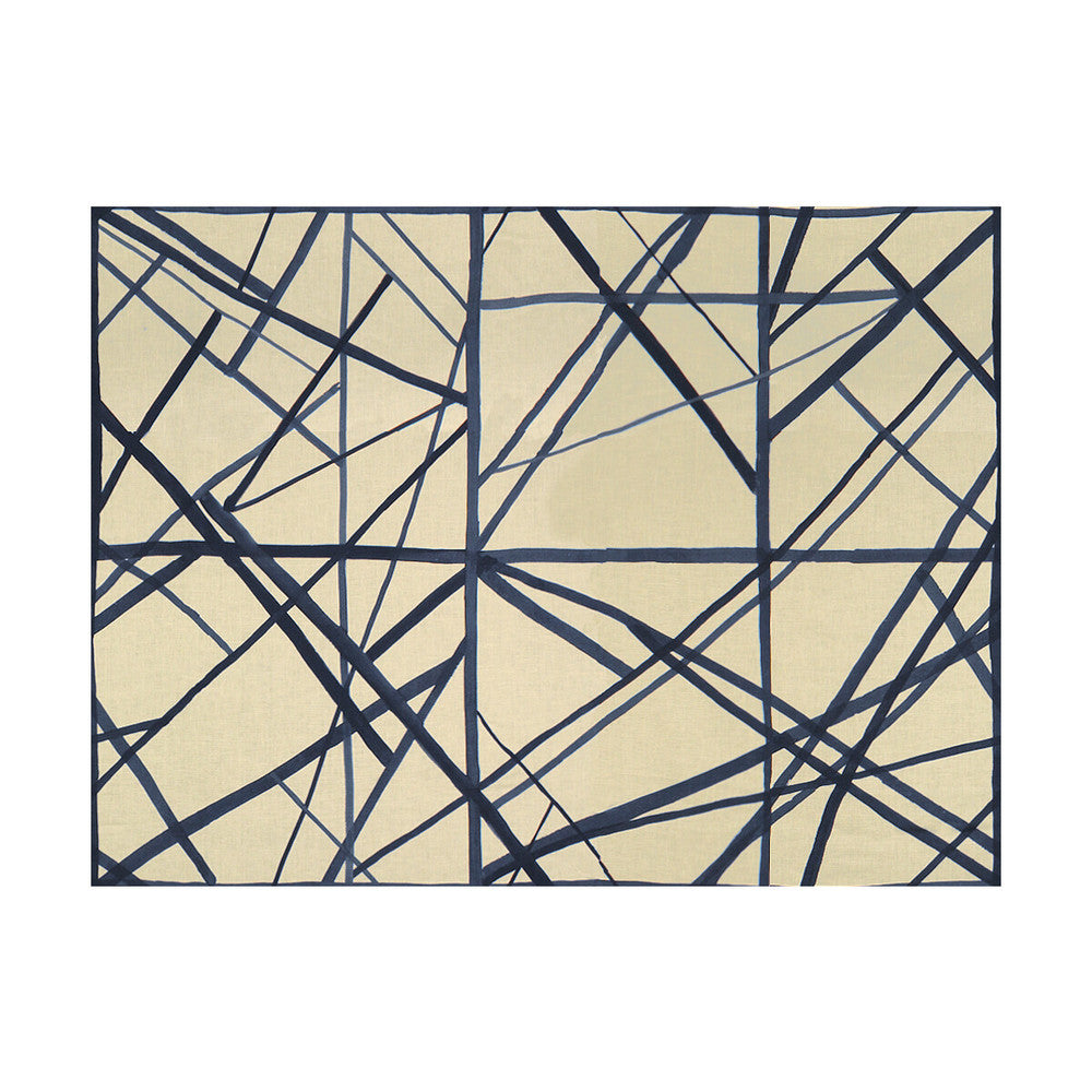 Channels Periwinkle/Oat by Groundworks Designer Fabric KELLY WEARSTLER II LINEN - 100% Italy MEDIUM Horizontal: 55 and Vertical: 41.5 55 - Swanky Fabrics -