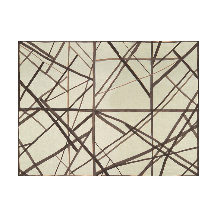 Channels Taupe/Ivory by Groundworks Designer Fabric KELLY WEARSTLER II LINEN - 100% Italy MEDIUM Horizontal: 55 and Vertical: 41.5 55 - Swanky Fabrics -