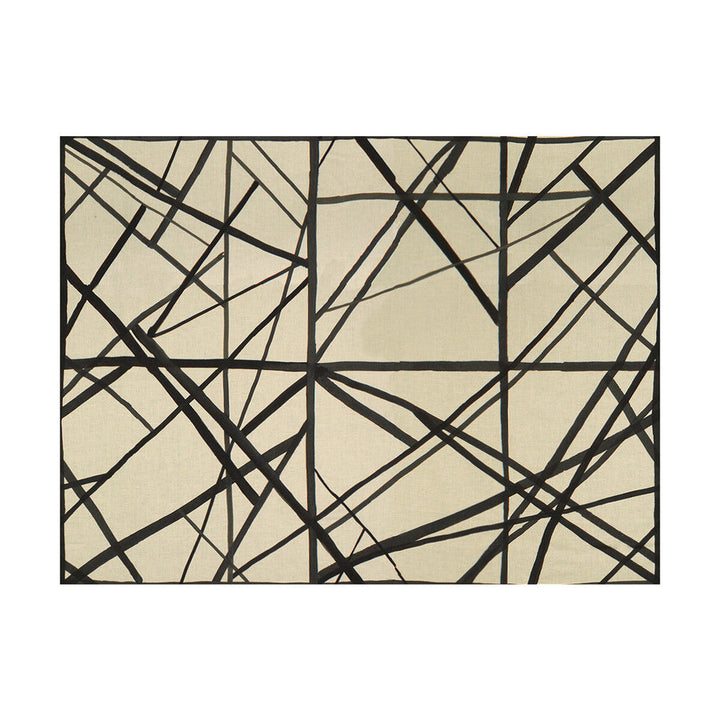 Channels Ebony/Ivory by Groundworks Designer Fabric KELLY WEARSTLER II LINEN - 100% Italy MEDIUM Horizontal: 55 and Vertical: 41.5 55 - Swanky Fabrics -