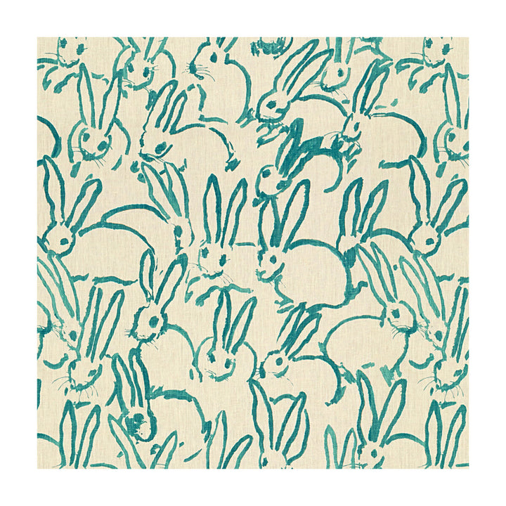 Hutch Print Turquoise by Groundworks Designer Fabric HUNT SLONEM FOR GROUNDWORKS LINEN - 100% China Horizontal: 27 and Vertical: 32 54 - Swanky Fabrics -
