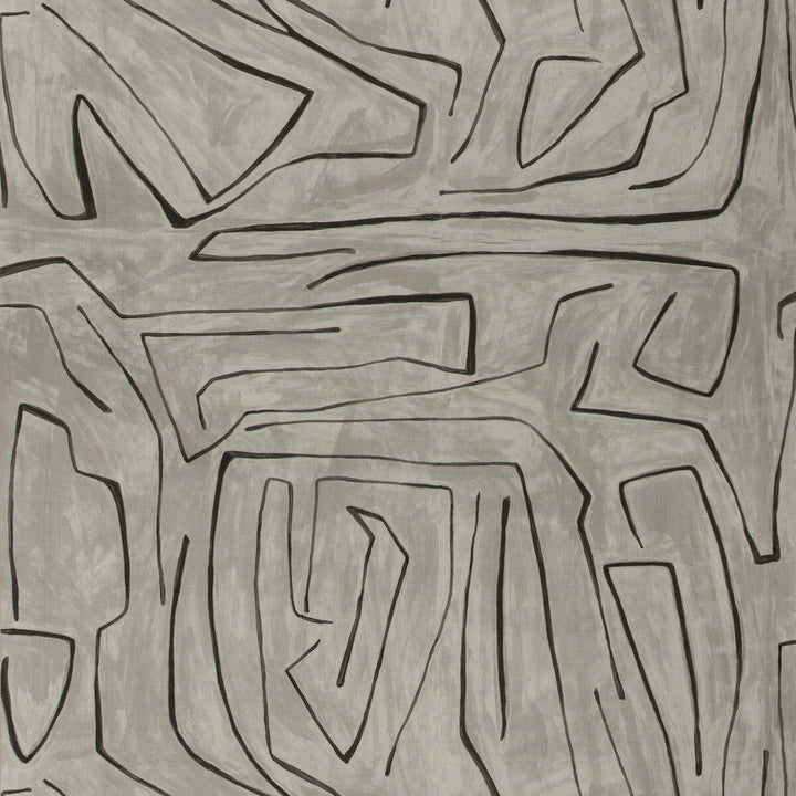 Graffito Graphite by Groundworks Designer Fabric KELLY WEARSTLER V COTTON - 52%;LINEN - 48% Italy MEDIUM Horizontal: 54 and Vertical: 54 54 - Swanky Fabrics -