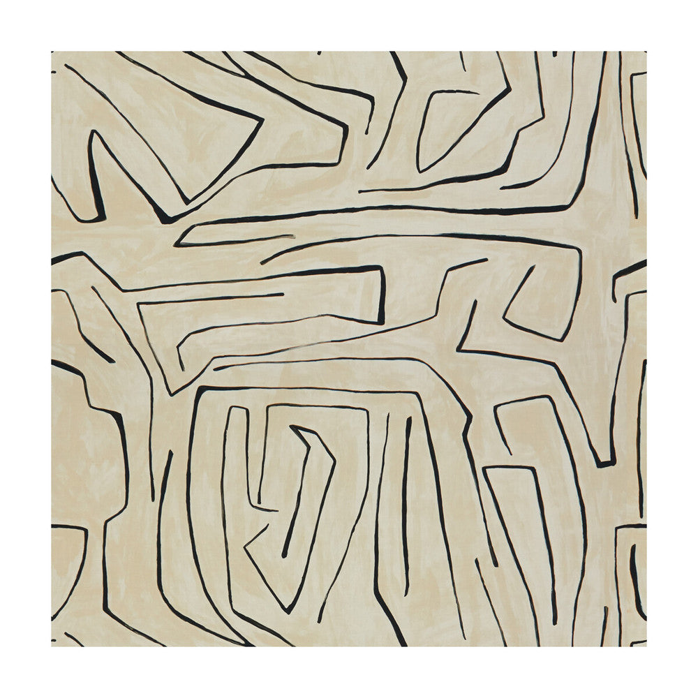Graffito Linen/Onyx by Groundworks Designer Fabric KELLY WEARSTLER III COTTON - 52%;LINEN - 48% Italy Horizontal: 54 and Vertical: 54 54 - Swanky Fabrics -
