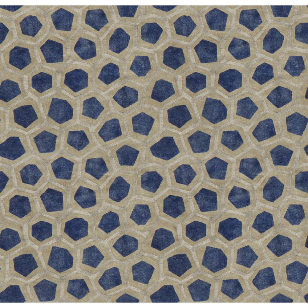 Hexagon Velvet Sapphire by Groundworks Designer Fabric PRISM VISCOSE - 64%;COTTON - 36% Italy HEAVY Horizontal: 6.75 and Vertical: 7 53 - Swanky Fabrics -