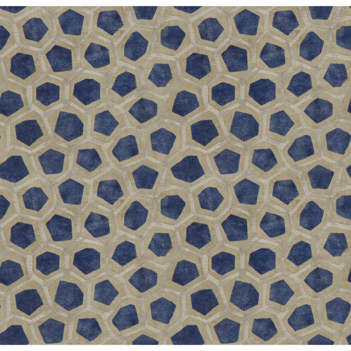 Hexagon Velvet Sapphire by Groundworks Designer Fabric PRISM VISCOSE - 64%;COTTON - 36% Italy HEAVY Horizontal: 6.75 and Vertical: 7 53 - Swanky Fabrics -
