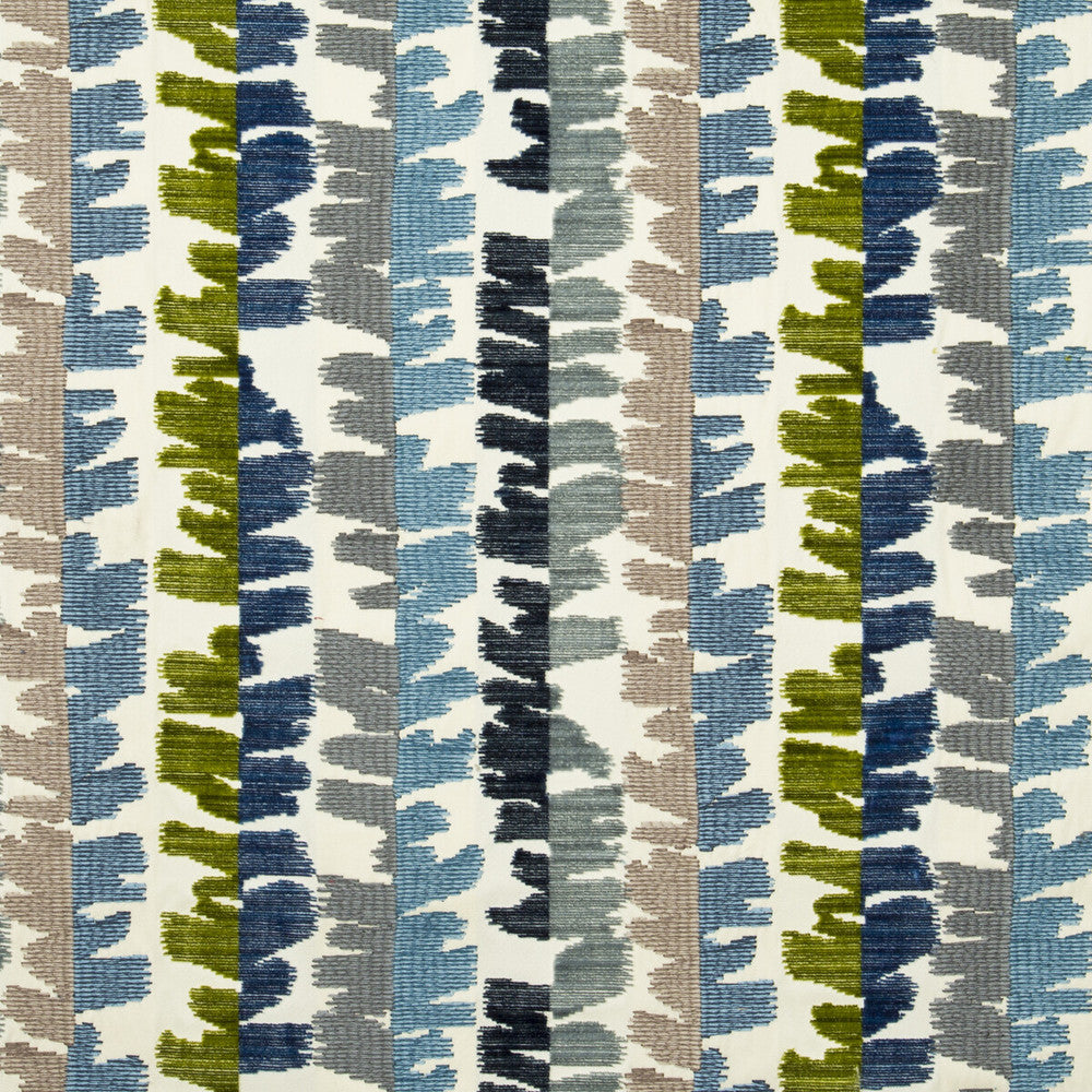 Fractal Velvet Blue/Green by Groundworks Designer Fabric PRISM VISCOSE - 56%;COTTON - 39%;POLYESTER - 5% India HEAVY Horizontal: 13.75 and Vertical: 15.75 54 - Swanky Fabrics -