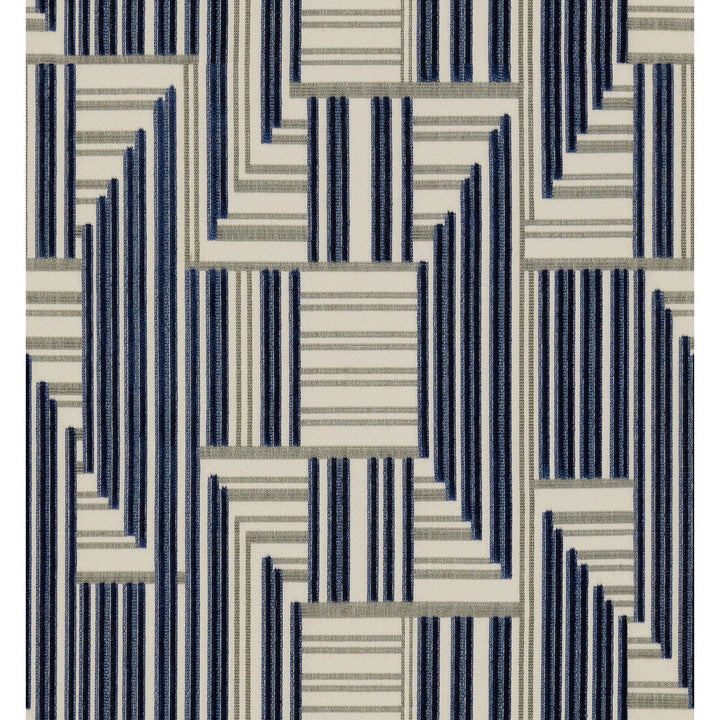 Cuboid Velvet Navy/Grey by Groundworks Designer Fabric PRISM COTTON - 51%;VISCOSE - 49% India HEAVY Horizontal: 13.75 and Vertical: 14.5 54 - Swanky Fabrics -