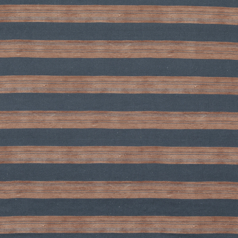 Askew Sienna/Navy by Groundworks Designer Fabric KELLY WEARSTLER IV LINEN - 100% Italy HEAVY Horizontal: 27.02052 and Vertical: 25.16872 53.58006 - Swanky Fabrics -