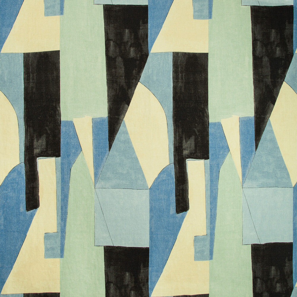 District Cobalt by Groundworks Designer Fabric KELLY WEARSTLER V LINEN - 100% Italy MEDIUM Horizontal: 26.25 and Vertical: 40 52.5 - Swanky Fabrics -